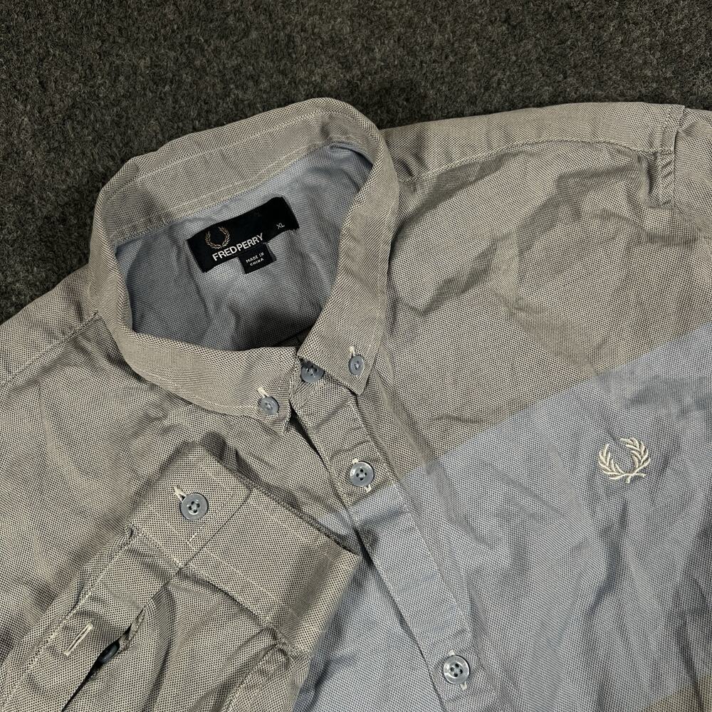 Fred Perry Oxford Shirt Mens XL Long Sleeve Button Down Laurel Wreath Striped